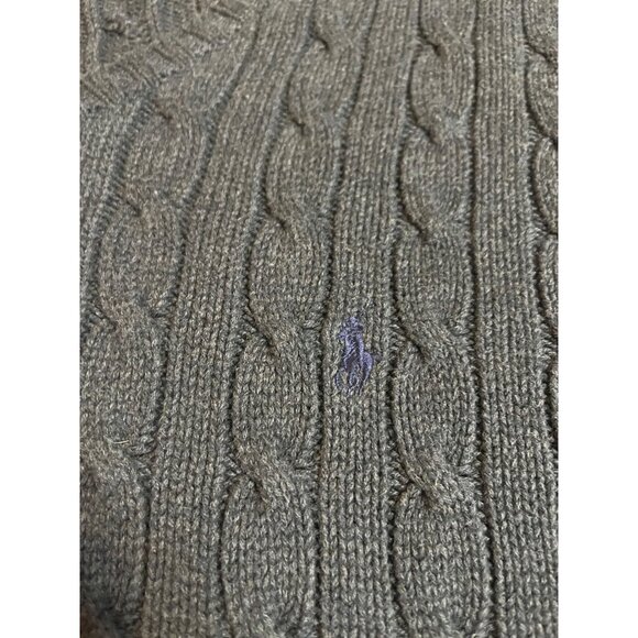Polo Ralph Lauren XL Cable Knit V-Neck Sweater 100% Cotton Mens Gray hong kong - Picture 6 of 11